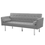 Convertible Futon Sofa Bed - Mid-Century Loveseat Sleeper with Tufted Back & Wood Legs for Living Room, Apartment, Office