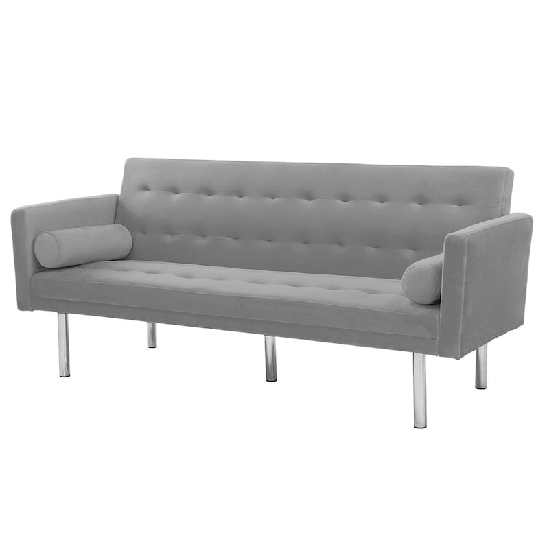 Convertible Futon Sofa Bed - Mid-Century Loveseat Sleeper with Tufted Back & Wood Legs for Living Room, Apartment, Office