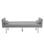 Convertible Futon Sofa Bed - Mid-Century Loveseat Sleeper with Tufted Back & Wood Legs for Living Room, Apartment, Office