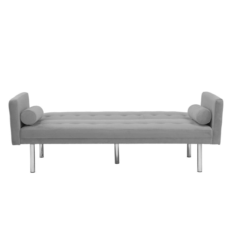 Convertible Futon Sofa Bed - Mid-Century Loveseat Sleeper with Tufted Back & Wood Legs for Living Room, Apartment, Office