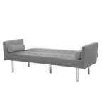 Convertible Futon Sofa Bed - Mid-Century Loveseat Sleeper with Tufted Back & Wood Legs for Living Room, Apartment, Office
