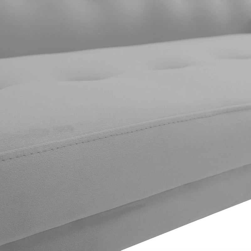 Convertible Futon Sofa Bed - Mid-Century Loveseat Sleeper with Tufted Back & Wood Legs for Living Room, Apartment, Office