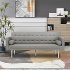 Convertible Futon Sofa Bed - Mid-Century Loveseat Sleeper with Tufted Back & Wood Legs for Living Room, Apartment, Office