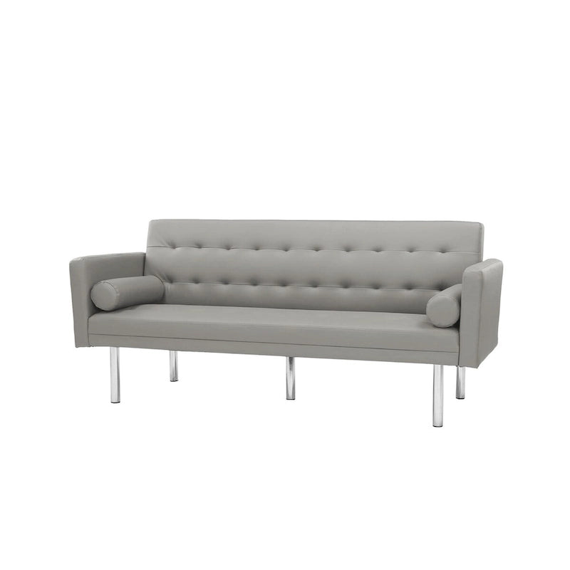 Convertible Futon Sofa Bed - Mid-Century Loveseat Sleeper with Tufted Back & Wood Legs for Living Room, Apartment, Office