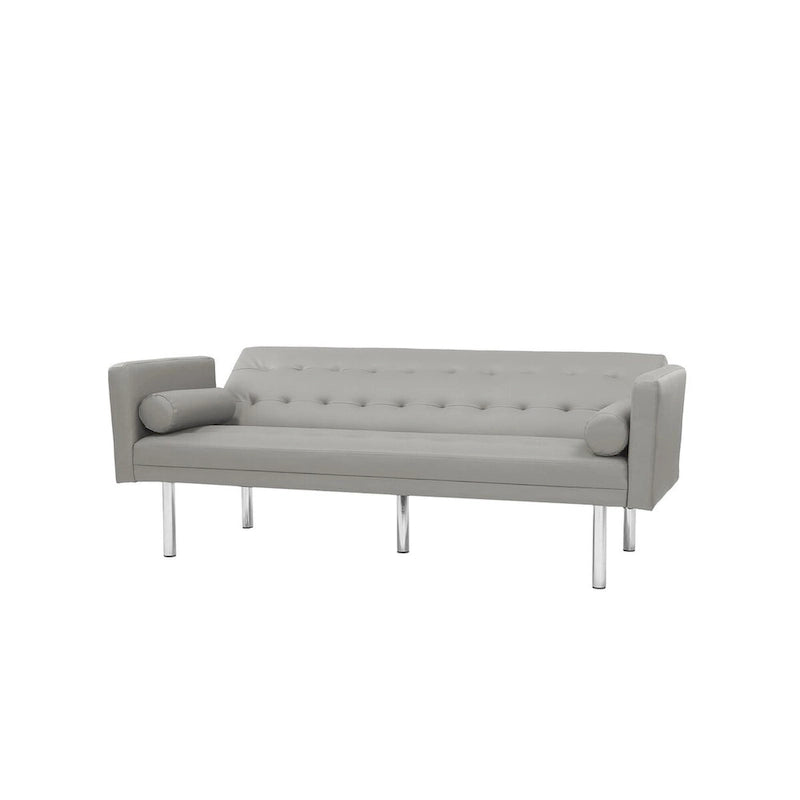 Convertible Futon Sofa Bed - Mid-Century Loveseat Sleeper with Tufted Back & Wood Legs for Living Room, Apartment, Office
