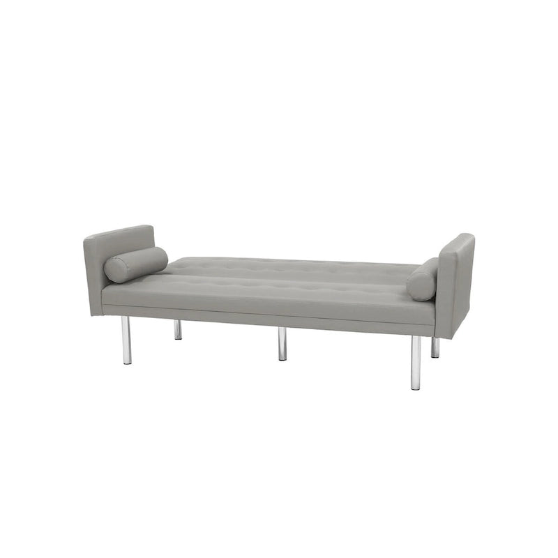 Convertible Futon Sofa Bed - Mid-Century Loveseat Sleeper with Tufted Back & Wood Legs for Living Room, Apartment, Office