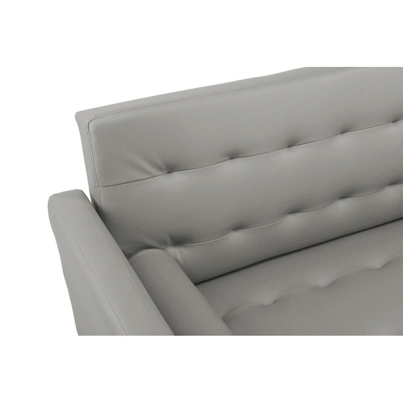 Convertible Futon Sofa Bed - Mid-Century Loveseat Sleeper with Tufted Back & Wood Legs for Living Room, Apartment, Office