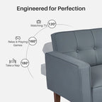 Convertible Futon Sofa Bed - Mid-Century Loveseat Sleeper with Tufted Back & Wood Legs for Living Room, Apartment, Office