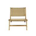 Mid-Century Modern Woven Seagrass Lounge Chair, Solid Teak Wood Armless Chair, 275 lbs Capacity, Natural