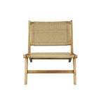 Mid-Century Modern Woven Seagrass Lounge Chair, Solid Teak Wood Armless Chair, 275 lbs Capacity, Natural