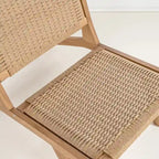 Mid-Century Modern Woven Seagrass Lounge Chair, Solid Teak Wood Armless Chair, 275 lbs Capacity, Natural