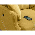 3-Seater Loveseat Sofa - Button-Tufted Back, USB Charging Port, Waterproof Polyester Fabric, 240 lbs Capacity, Cotton Filled