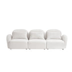 94" 3-Seat Teddy Fabric Sofa, 900 LBS Capacity, Curved Arms, Removable Cushions, White, Eucalyptus Wood Frame, Modern
