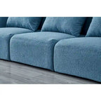 94" 3-Seat Teddy Fabric Sofa, 900 LBS Capacity, Curved Arms, Removable Cushions, White, Eucalyptus Wood Frame, Modern