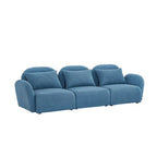 94" 3-Seat Teddy Fabric Sofa, 900 LBS Capacity, Curved Arms, Removable Cushions, White, Eucalyptus Wood Frame, Modern