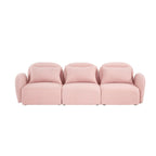 94" 3-Seat Teddy Fabric Sofa, 900 LBS Capacity, Curved Arms, Removable Cushions, White, Eucalyptus Wood Frame, Modern