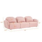 94" 3-Seat Teddy Fabric Sofa, 900 LBS Capacity, Curved Arms, Removable Cushions, White, Eucalyptus Wood Frame, Modern