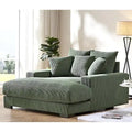 Oversized Corduroy Chaise Lounge Sofa, Plush Fabric, Double Square Arms, Removable Cushions, Lumbar Support, Modern Style