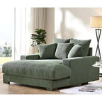 Oversized Corduroy Chaise Lounge Sofa, Plush Fabric, Double Square Arms, Removable Cushions, Lumbar Support, Modern Style