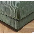 Oversized Corduroy Chaise Lounge Sofa, Plush Fabric, Double Square Arms, Removable Cushions, Lumbar Support, Modern Style
