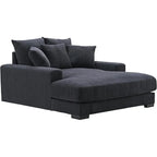 Oversized Corduroy Chaise Lounge Sofa, Plush Fabric, Double Square Arms, Removable Cushions, Lumbar Support, Modern Style