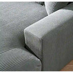 Oversized Corduroy Chaise Lounge Sofa, Plush Fabric, Double Square Arms, Removable Cushions, Lumbar Support, Modern Style