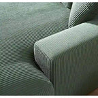 Oversized Corduroy Chaise Lounge Sofa, Plush Fabric, Double Square Arms, Removable Cushions, Lumbar Support, Modern Style