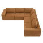 Modular L-Shaped Sectional Sofa - 5-Seat Terrycloth Fabric, Foam & Pocket Spring, No Assembly, 116" x 116", 440 lbs Per Seat