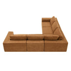 Modular L-Shaped Sectional Sofa - 5-Seat Terrycloth Fabric, Foam & Pocket Spring, No Assembly, 116" x 116", 440 lbs Per Seat
