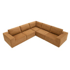 Modular L-Shaped Sectional Sofa - 5-Seat Terrycloth Fabric, Foam & Pocket Spring, No Assembly, 116" x 116", 440 lbs Per Seat
