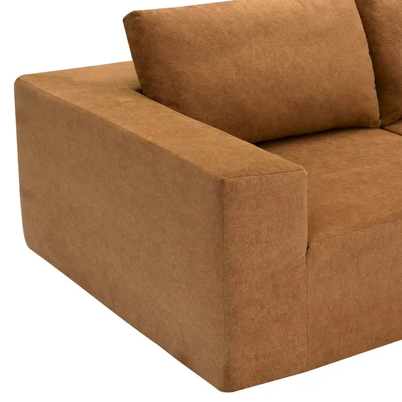 Modular L-Shaped Sectional Sofa - 5-Seat Terrycloth Fabric, Foam & Pocket Spring, No Assembly, 116" x 116", 440 lbs Per Seat
