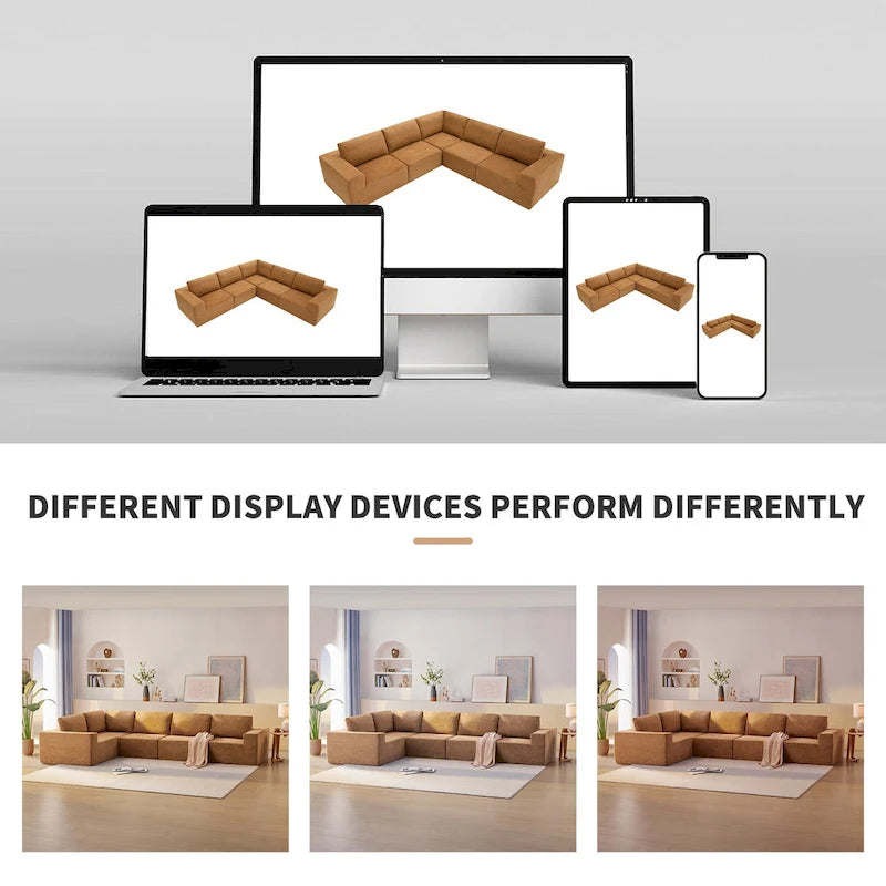 Modular L-Shaped Sectional Sofa - 5-Seat Terrycloth Fabric, Foam & Pocket Spring, No Assembly, 116" x 116", 440 lbs Per Seat