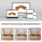 Modular L-Shaped Sectional Sofa - 5-Seat Terrycloth Fabric, Foam & Pocket Spring, No Assembly, 116" x 116", 440 lbs Per Seat