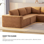 Modular L-Shaped Sectional Sofa - 5-Seat Terrycloth Fabric, Foam & Pocket Spring, No Assembly, 116" x 116", 440 lbs Per Seat