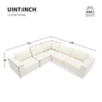 Modular L-Shaped Sectional Sofa - 5-Seat Terrycloth Fabric, Foam & Pocket Spring, No Assembly, 116" x 116", 440 lbs Per Seat