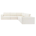 Modular L-Shaped Sectional Sofa - 5-Seat Terrycloth Fabric, Foam & Pocket Spring, No Assembly, 116" x 116", 440 lbs Per Seat