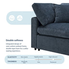 6-Seat Modular Chenille Sectional Sofa Bed with Ottoman, 130"L x 65"D, Convertible U-Shape, 330 LBS Capacity, Dark Blue