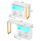 Folding Kitchen Island - 60.8"W Extended - Built-in Cabinet - Wine Holder - USB Charging Port - LED Light 6000 Modes - Counter Table Bar - Space-Saving Design