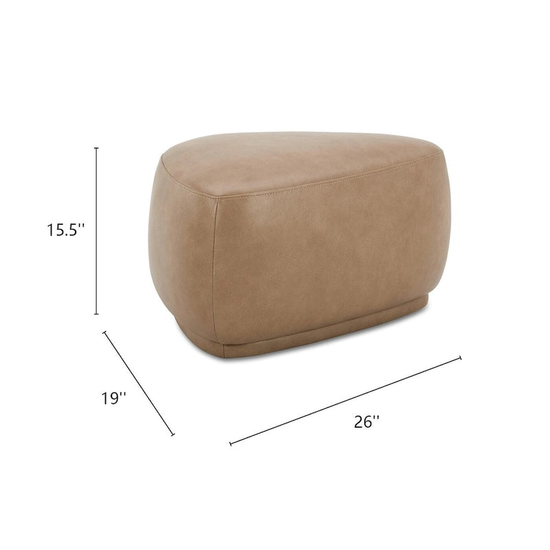 Rounded Triangle Ottoman 26"W, Oblong Pebble Shape, 250 LBS Capacity, Polyester Tweed, Modern Cocktail Footrest Bench