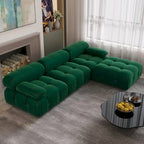 104" L-Shaped Sectional Sofa with Reversible Chaise, Velvet Modular Couch, 4-Seat Living Room Furniture