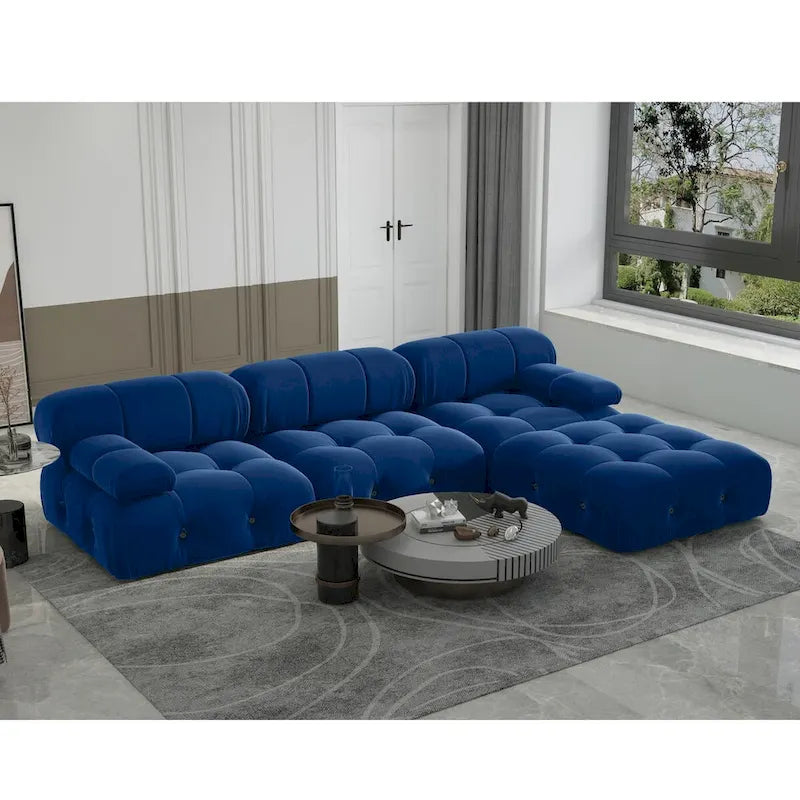 104" L-Shaped Sectional Sofa with Reversible Chaise, Velvet Modular Couch, 4-Seat Living Room Furniture