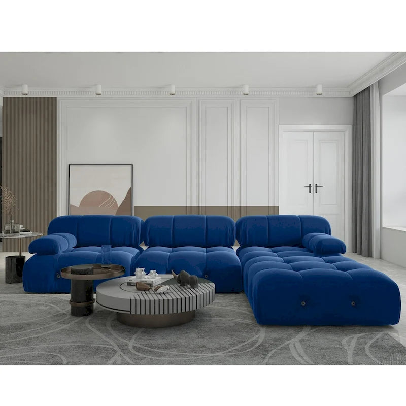 104" L-Shaped Sectional Sofa with Reversible Chaise, Velvet Modular Couch, 4-Seat Living Room Furniture
