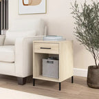 Modern End Table with Drawer & Shelf, 50 LBS Capacity, Ball-Bearing Slides, Steel Feet, 3.9" Robot Vacuum Clearance
