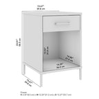 Modern End Table with Drawer & Shelf, 50 LBS Capacity, Ball-Bearing Slides, Steel Feet, 3.9" Robot Vacuum Clearance