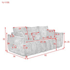 82" Teddy Fabric Sofa with 3 Pillows & Cushions, 750 LBS Capacity, Solid Wood Frame, High-Resilience Foam, Modern Style