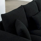82" Teddy Fabric Sofa with 3 Pillows & Cushions, 750 LBS Capacity, Solid Wood Frame, High-Resilience Foam, Modern Style