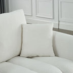 82" Teddy Fabric Sofa with 3 Pillows & Cushions, 750 LBS Capacity, Solid Wood Frame, High-Resilience Foam, Modern Style