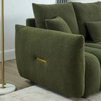 82" Teddy Fabric Sofa with 3 Pillows & Cushions, 750 LBS Capacity, Solid Wood Frame, High-Resilience Foam, Modern Style