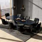 Velvet Dining Chairs Set of 8, Modern Glam Tufted Chairs with Gold Accents, 250 lbs Capacity Each