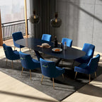 Velvet Dining Chairs Set of 8, Modern Glam Tufted Chairs with Gold Accents, 250 lbs Capacity Each